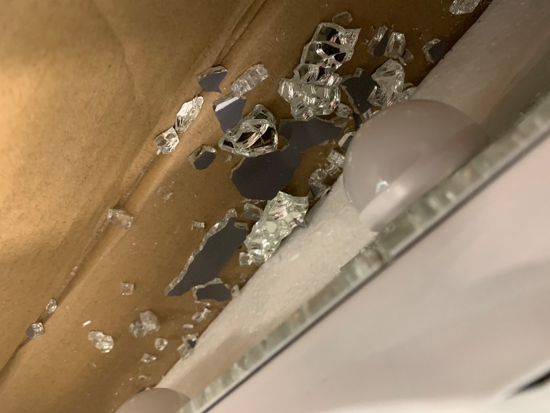 Photo 1 of ***Major Damage*** ***Broken Glass In Box*** Hasipu Hollywood Vanity Mirror with Lights, 47" x 35" Makeup Mirror with 24 Dimmable LED Bulbs 3 Color Modes & Detachable, 5X Magnifying Glass, Touch Control, USB and Type-C, Tempered Glass