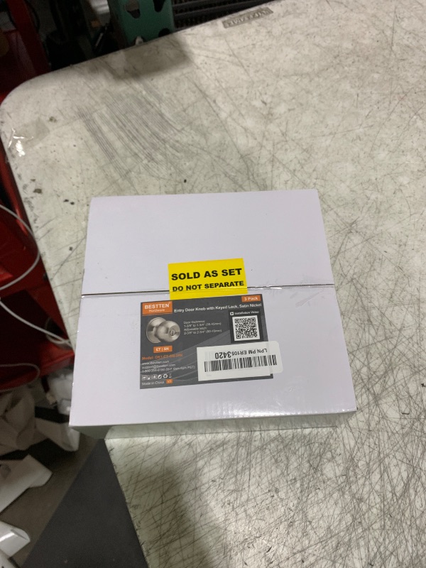 Photo 1 of [3 Pack] BESTTEN Door Knob with Lock and Key, Keyed Different Entry Door Knob with Adjustable Latch, for Entrance and Front Door, Satin Nickel