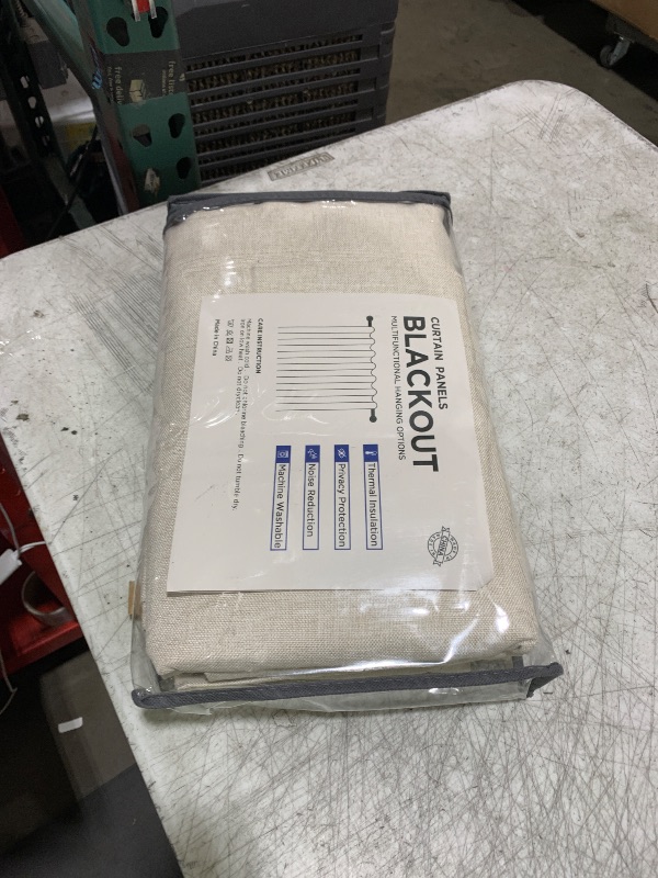 Photo 1 of 100% Blackout Shield Linen Blackout Curtains for Bedroom 108 Inches Long, Back Tab/Rod Pocket Living Room Drapes, Thermal Insulated Blackout Curtains 2 Panels Set, 50" W x 108" L,Cream