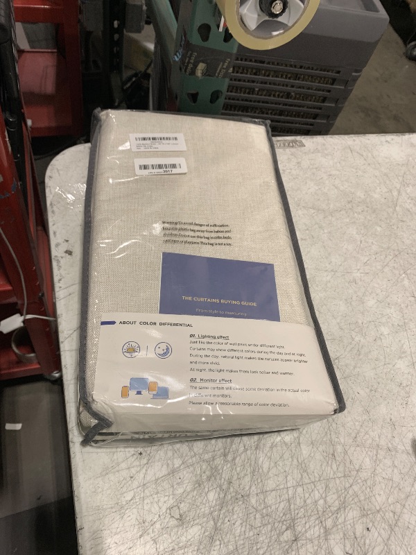 Photo 1 of 100% Blackout Shield Linen Blackout Curtains for Bedroom 108 Inches Long, Back Tab/Rod Pocket Living Room Drapes, Thermal Insulated Blackout Curtains 2 Panels Set, 50" W x 108" L,Cream