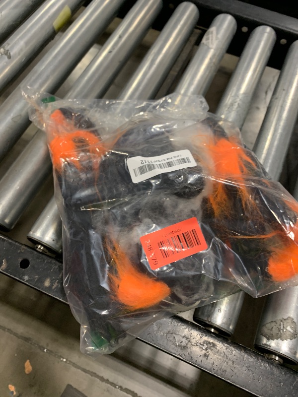 Photo 1 of [Move Up and Down ] 44" Halloween Animatronic Giant Hanging Spider with Egg Sac, Sound Activated Swinging Body Red Eyes Scary Sounds, Orange Black Spider Halloween Decorations Outdoor Haunted House