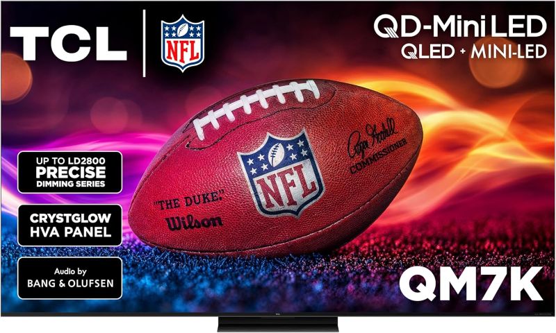 Photo 1 of **NONFUNCTIONAL, SOLD FOR PARTS*******TCL 85-Inch Class QM7K Series QD-Mini LED 4K UHD Google Smart TV Best Premium Mini-LED TV - QLED, 144hz, 288hz Gaming Rate, Anti-Reflective Screen, Bang & Olufsen Audio, Atmos