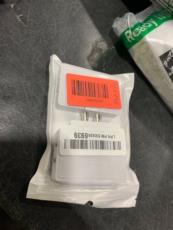 Photo 1 of 3 Way Flat Wall Outlet Extender Adapter- 2 Pack 180 Degrees Rotatable Flat Plug AC Adapter, 2 Prong Foldable Swivel Outlet Extender, Outlet Splitter for Behind Furniture (White, Type A)