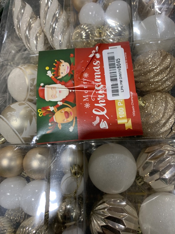 Photo 1 of 100ct Christmas Ball Ornaments Set - Assorted Shatterproof Hanging Tree Ornament Set with Reusable Hand-held Gift Package for Xmas Tree Holiday Party and Home Decor (Champagne)