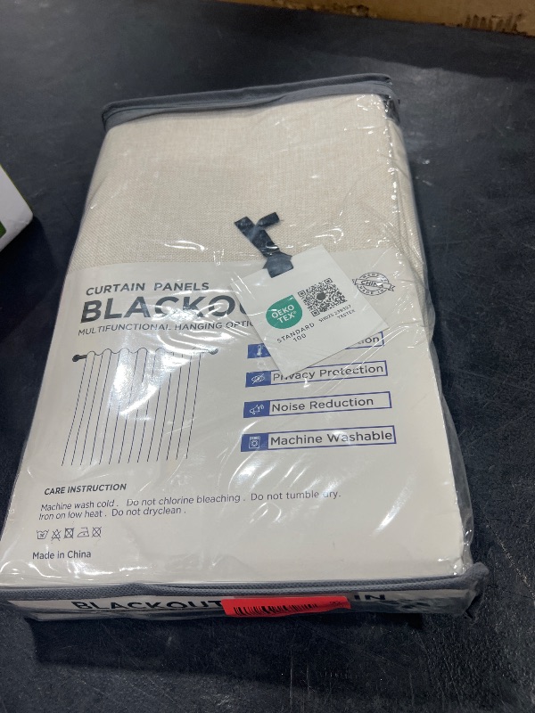 Photo 1 of 100% Blackout Shield Linen Blackout Curtains for Bedroom 84 Inches Long, Back Tab/Rod Pocket Living Room Drapes, Thermal Insulated Blackout Curtains 2 Panels Set, 50" W x 84" L, Cream