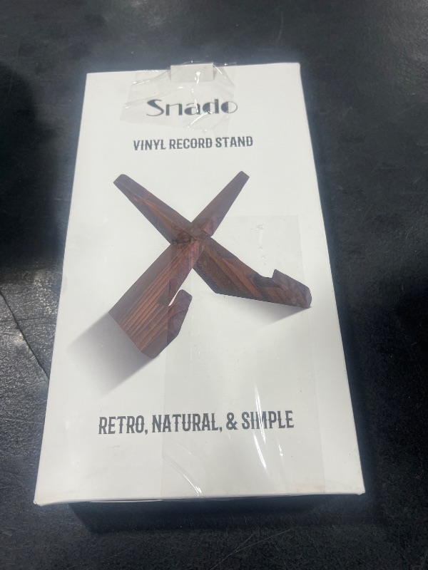 Photo 1 of ?Now Playing Vinyl Record Album Stand - Rustic Brown Handcrafted Solid Wood Retro Display & Storage Holder, Gifts for LP Lovers