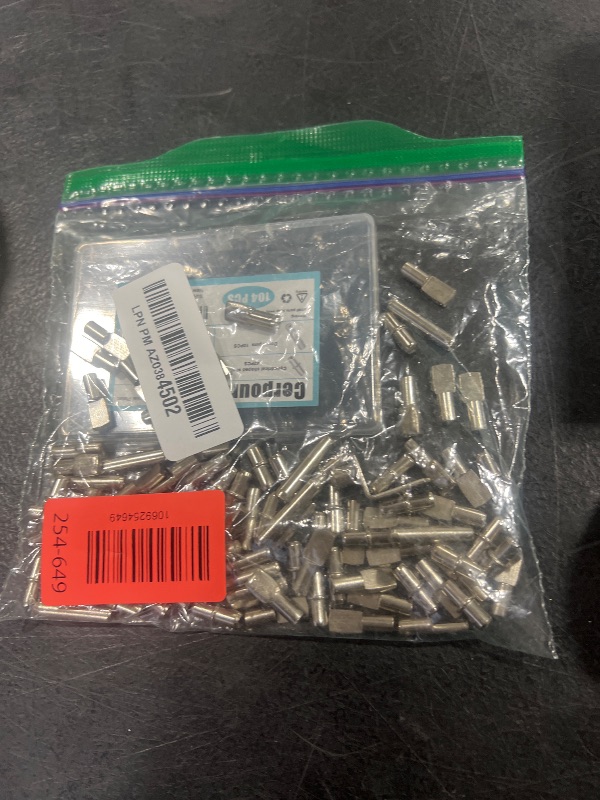 Photo 1 of 104Pcs Shelf Pins Kit,4 Styles Nickel Plated Shelf Support Pegs,Bookshelf Pegs for Shelves,Cabinet Shelf Bracket Pegs Shelf Pins Holders for Kitchen Furniture & Closet ( 5mm & 1/4inch )