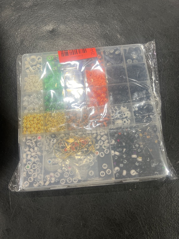 Photo 1 of 2088pcs Halloween Polymer Clay Beads Bracelet Making kit, 24 Style Cute Fun Beads Skull Pumpkin Beads Charms for Jewelry Necklace Earring Making DIY Accessories for Women Girls