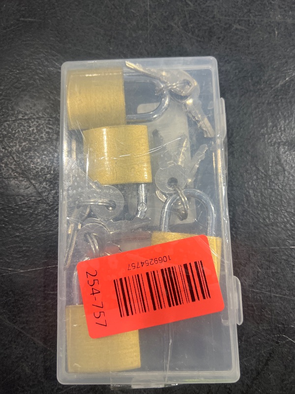 Photo 1 of 4 Pcs Small Keyed Padlocks with Keys, Pad Locks,Solid Brass Padlock with Key, Lockers Locks with Same Keys for Toolbox, Sheds, Storage Unit, Gym, Fence, Lockers Padlocks