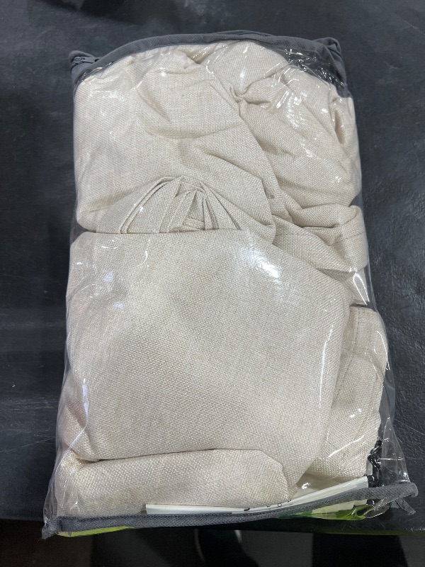 Photo 1 of 100% Blackout Shield Linen Blackout Curtains for Bedroom 84 Inches Long, Back Tab/Rod Pocket Living Room Drapes, Thermal Insulated Blackout Curtains 2 Panels Set, 50" W x 84" L, Cream