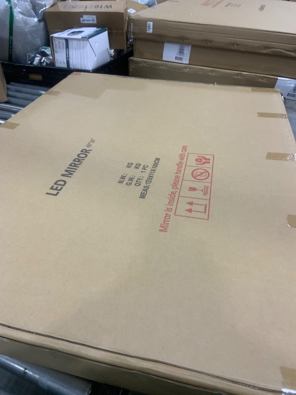 Photo 1 of (UNKNOWN DIMENSIONS) inch Backlit and Front Tricolor Lighted Dimmable Anti-Fog Shatter Proof LED Bathroom Vanity Mirror with Touch Daylight Lighting Adjustable Brightness Cosmetic Makeup Mirror for Women - White