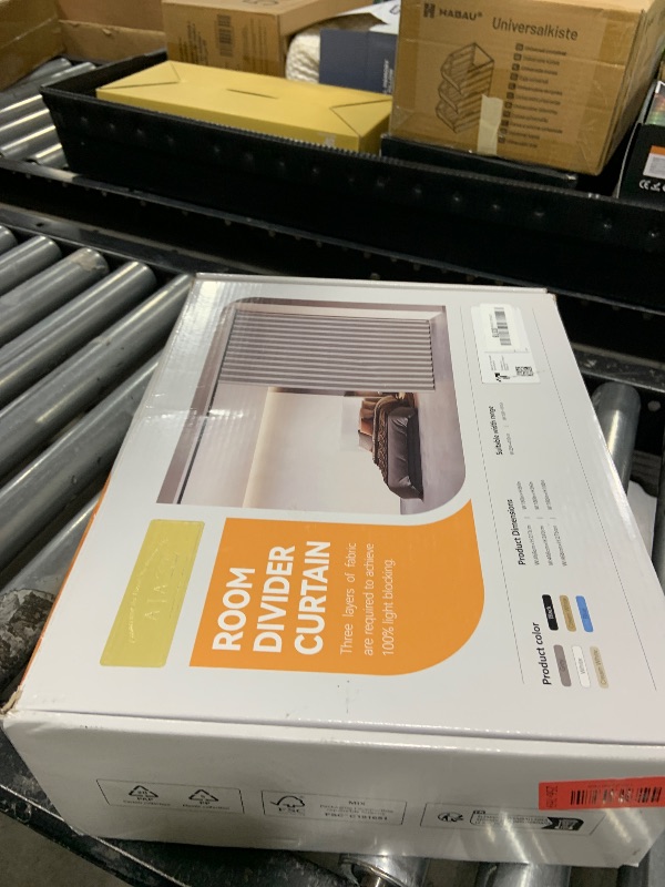 Photo 1 of 100% Blackout Room Divider Curtains - Total Privacy Curtains Panel, Thermal Insulated Noise Reduction Curtain for Bedroom Windows, Include Ceiling Curtain Track(Cream White, W180 x L108, 1 Pack)