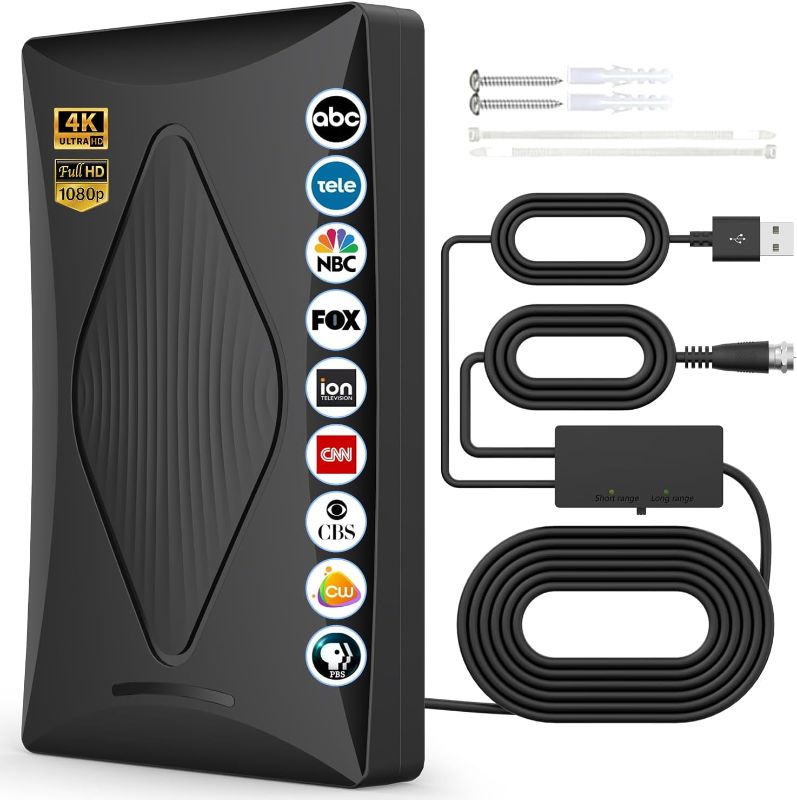 Photo 1 of TV Antenna Indoor Antenna for Smart TV, 2200+ Miles Long Range Reception tv Antenna with Amplifier Signal Booster for Local Channels, Clear Reception for 4K 1080p HD