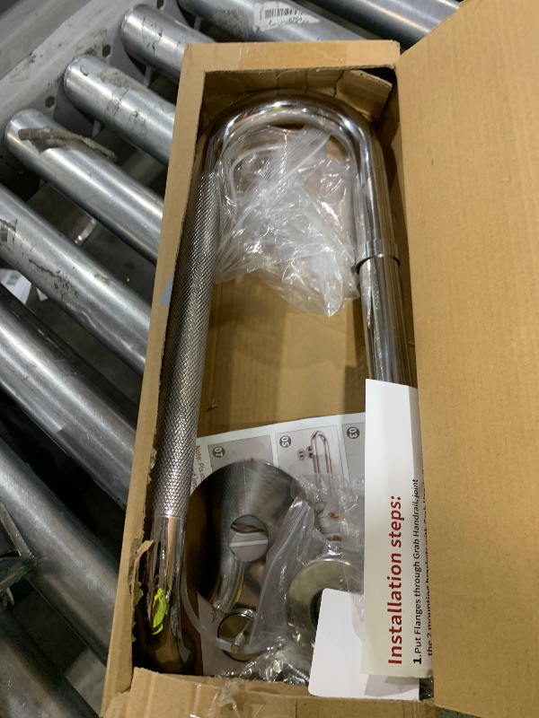 Photo 1 of ???????? Toilet Grab Bars 16 Inch - Toilet Paper Holder Grab Bar Stainless Steel Knurled Toilet Grab Bars for Seniors Bathtub Bathroom Rails for Elderly Safety Balance Support, Chrome