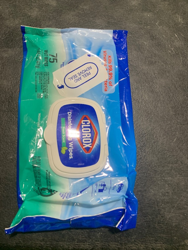 Photo 1 of 1 PACK ONLY- Clorox Disinfecting Wipes, Bleach Free, Household Essentials, Fresh Scent, Moisture Seal Lid, 75 Cleaning Wipes,