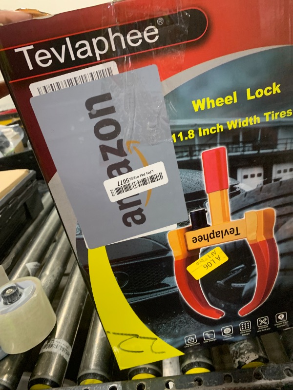 Photo 1 of *MISSING KEYS** Tevlaphee Universal Wheel Lock Heavy Duty Security Trailer Wheel Lock Anti Theft Wheel Locks for Cars SUV Camper Motorcycle Trailer Great Deterrent Bright Color (Black-red)