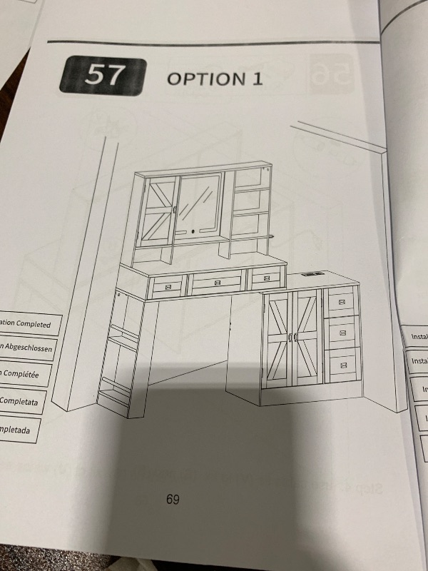Photo 1 of YITAHOME 48'' Farmhouse Makeup Vanity Desk with Mirror and Lights, 68'' 360° Rotation Big Modern Lighted Vanity Table with 6 Drawers & Lots Shelves, Rustic Large Dressing Table, Antique Brown