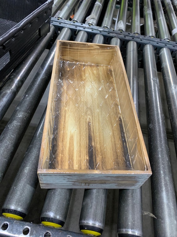 Photo 1 of 1 Pcs Wood Planter Box Rectangle Whitewashed Wooden Rectangular Planter Decorative Rustic Wooden Box with Inner Plastic Box - 17.3" L x 7.8" W x 3" H Floral Natural Centerpieces Rustic Wedding Decor