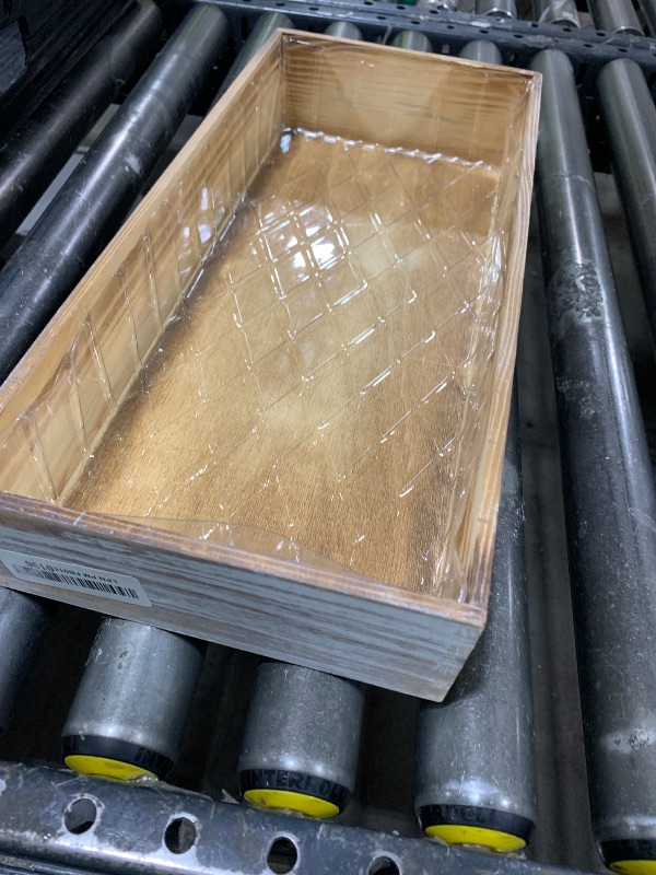 Photo 1 of 1 Pcs Wood Planter Box Rectangle Whitewashed Wooden Rectangular Planter Decorative Rustic Wooden Box with Inner Plastic Box - 17.3" L x 7.8" W x 3" H Floral Natural Centerpieces Rustic Wedding Decor