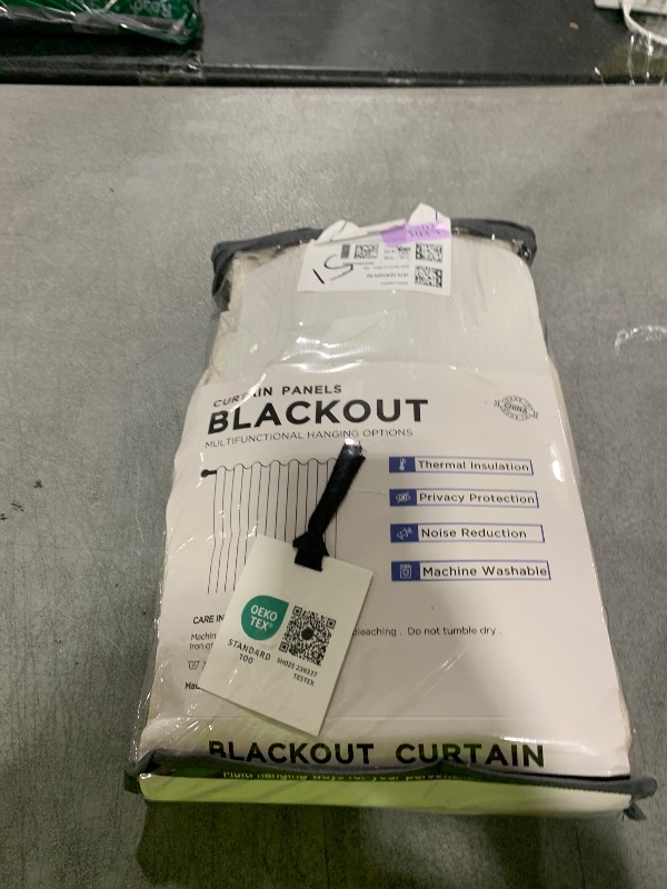 Photo 1 of 100% Blackout Shield Linen Blackout Curtains for Bedroom 84 Inches Long, Back Tab/Rod Pocket Living Room Drapes, Thermal Insulated Blackout Curtains 2 Panels Set, 50" W x 84" L, Cream