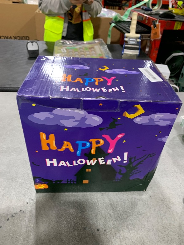 Photo 1 of 12FT Halloween Inflatables Giant Ghost with Wings Outdoor Decorations Colorful Flashing and Flame Lighting Blow Up Yard for Halloween Outdoor Yard Decorations, Garden, Lawn, Indoor