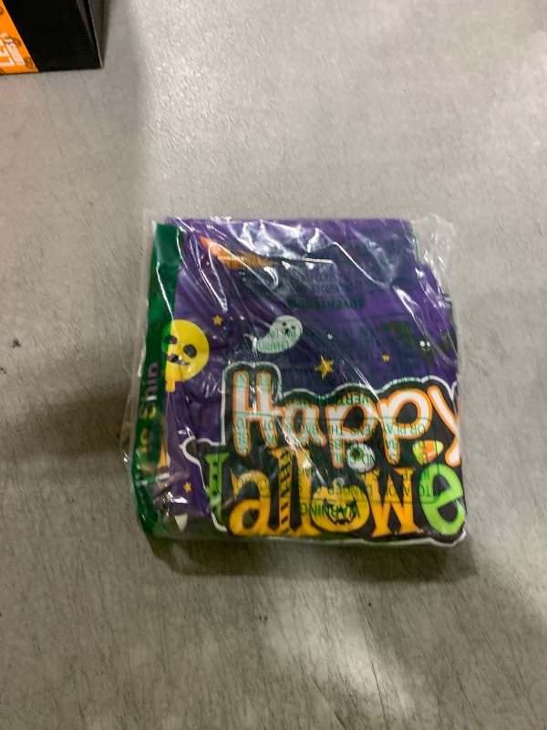 Photo 1 of 3 Pcs Happy Halloween Tablecloth - Halloween Cute Pumpkin Ghost Plastic Table Cloth Disposable Rectangular Purple Table Covers for Halloweens Tables Decorations Party Supplies Decor, 108 x 54 Inch