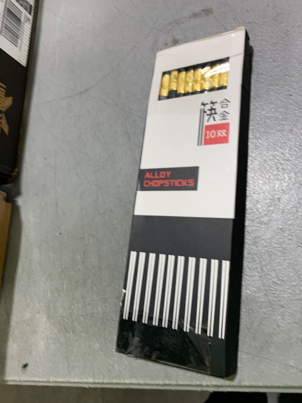 Photo 1 of 10 Pairs Non-Slip Fiberglass Chopsticks, Reusable Chopsticks Gift Set Dishwasher Safe, Easy to Use and Clean, Square Lightweight for Home Kitchen, Hotel, Restaurant Dining Tools, Black and Gold