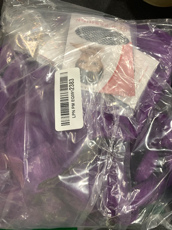 Photo 1 of 47 Inches Long Purple Braided Hair Anime Costume Wig – High Temperature Heat Resistant Silk Fiber – Natural Looking Cosplay Wig for Halloween Party, Cosplay (Purple, Adult Size)