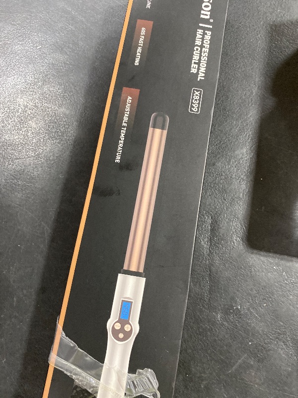 Photo 1 of 1 Inch Extra Long Barrel Curling Wand, Ceramic Tourmaline Curling Wand Professional Dual Voltage with Adjustable Temperature