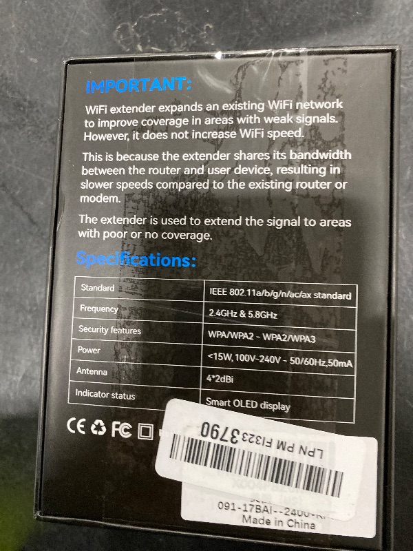 Photo 1 of 2400Mbps WiFi 6 Extender Signal Booster - 10K Sq.Ft Coverage w/5X Faster Internet Booster for Home & Outdoor | 5GHz Dual-Band Wireless Repeater with Ethernet Port, 4 Antennas Long Range for Router