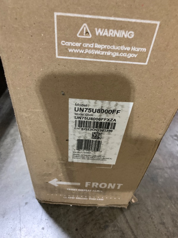 Photo 1 of FOR PARTS, NON FUNCTIONAL********************Samsung 75-Inch Class Crystal UHD U8000F 4K Smart TV (2025 Model) Endless Free Content, Crystal Processor 4K, MetalStream Design, Knox Security, Alexa Built-in