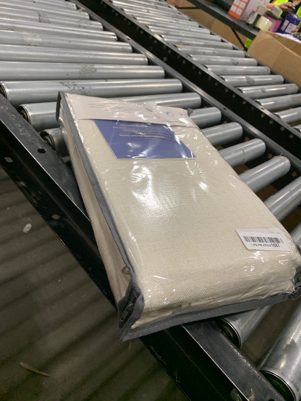 Photo 1 of 100% Blackout Shield Linen Blackout Curtains for Bedroom 84 Inches Long, Back Tab/Rod Pocket Living Room Drapes, Thermal Insulated Blackout Curtains 2 Panels Set, 50" W x 84" L, Cream