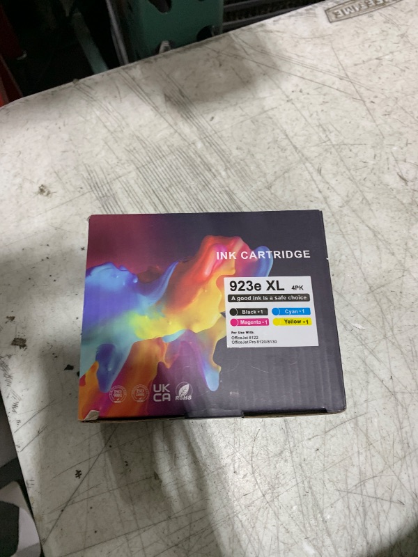 Photo 1 of 923 XL High Yield Ink Cartridges Combo Pack Replacement for HP 923 / 923e XL Ink Cartridges Work with for HP OfficeJet Pro 8120/8123/8130/8133 Printer (4 Pack BK/C/Y/M)