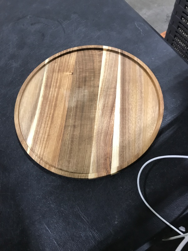 Photo 1 of 11.5 Inches Candle Holder Tray Home Decor, Round Wood Tray for Coffee Table, Small Wooden Serving Decorative Trays for Home