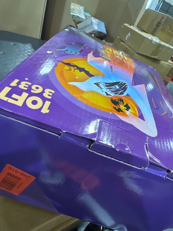 Photo 1 of 10 FT Halloween Inflatables Ghost with Pumpkin Decoration, Built in Flame Rotation LEDs Huge Halloween Inflatable Large Spooky Blow Ups Halloween, Party, Indoor, Outdoor, Garden, Yard Lawn