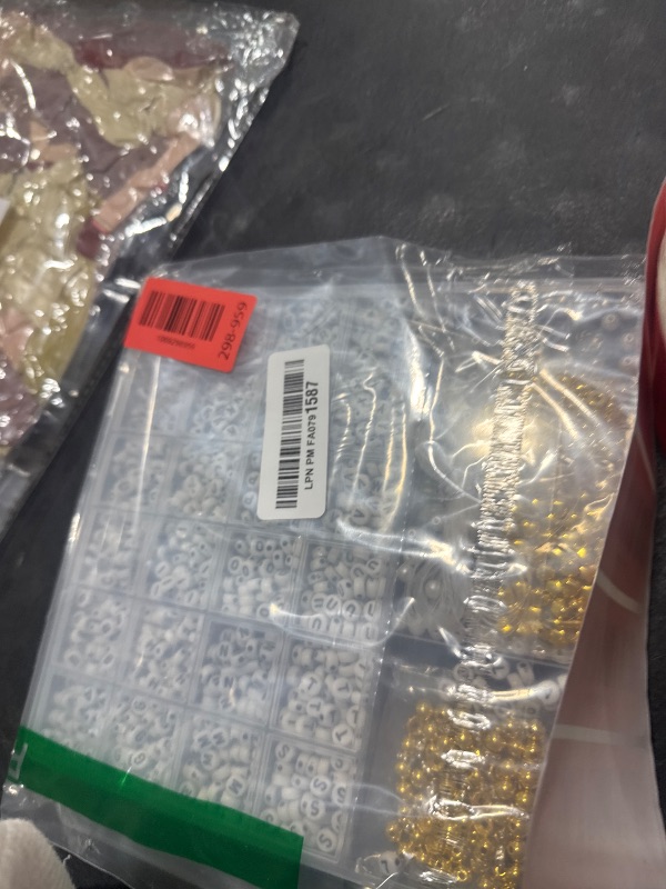 Photo 1 of 2080 Pcs White Round Letter Beads with Gold Spacers for Bracelets & Keychains, Alphabet Beads Kit with Accessories DIY Crafts for Women & Girls