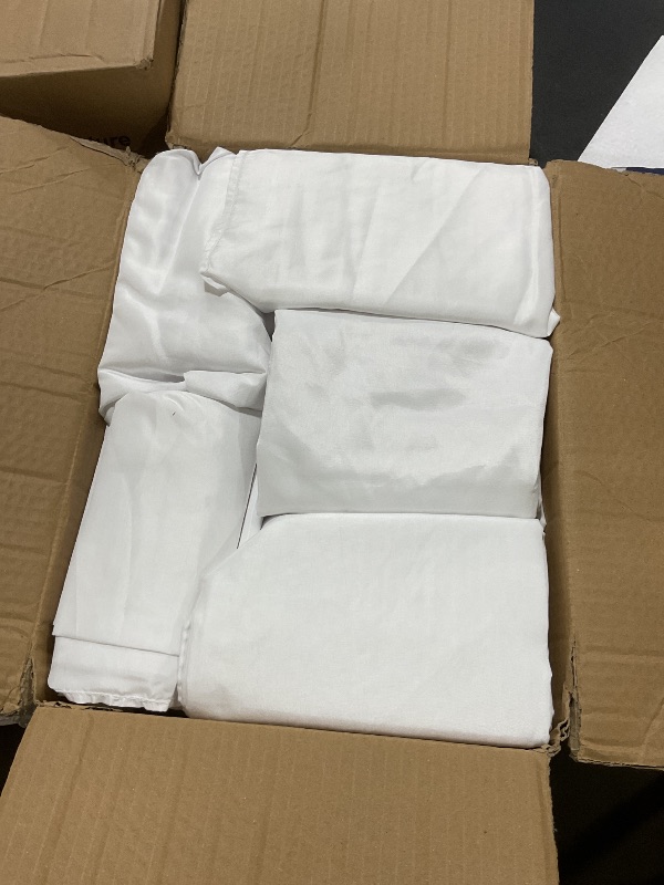 Photo 1 of 10 Pack White Square Tablecloths, 60 x 102 Inch Stain Resistant and Wrinkle Polyester Fabric Washable Table Clothes Cover for 6 Foot Table, Wedding, Reception Banquet, Birthday Party