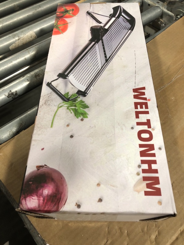 Photo 1 of *MISSING ATTACHMENTS**
Mandoline Food Slicer, Adjustable Mandoline Slicer for Kitchen, Stainless Steel Mandolin Vegetable Chopper for Potato/Tomato/Onion, Vegetable Slicer Julienne Cutter with Cut-Resistant Gloves