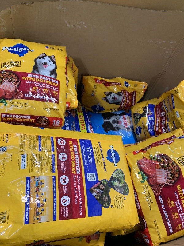 Photo 1 of ** FINAL SALE/ WHOLE PALLET/ DIFFERENT BRAND: EXP***Pedigree Dry Dog Food for Adult Dogs, High Protein, Beef and Lamb Flavor, 18 lb. Bag