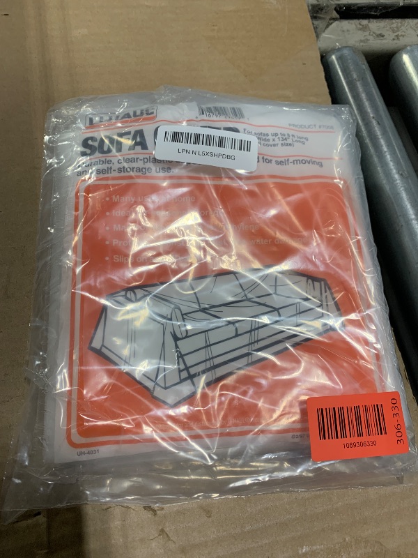 Photo 1 of *** 1 PACK *** U-Haul Sofa Covers - 2 Pack – Plastic Moving and Storage Covers for Couches Up to 8’ Long – 134” x 42” Covers – Water Resistant