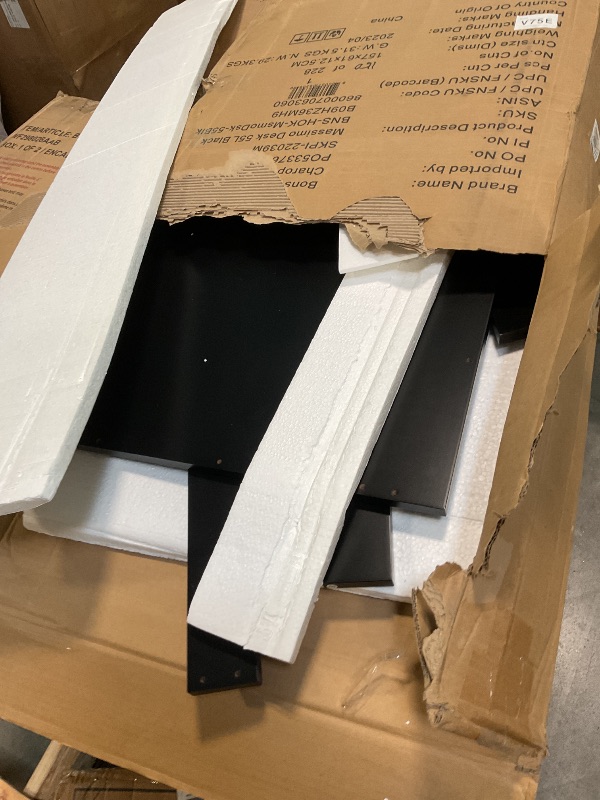 Photo 1 of *** MISSING GLASS TOP ****bonVIVO Massimo Small Desk - 55 Inch, Modern Computer Desk for Small Spaces, Living Room, Office and Bedroom - Study Table w/Glass Top and Shelf Space - Black