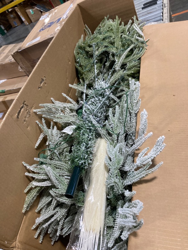 Photo 1 of ***UNKNOWN SIZE***Christmas Tree, Christmas Decorations , Pre-lit Artificial Christmas Tree with Snowy White PVC Branches, Flodable Metal Stand?Easy Assembly