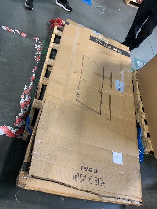 View 3 of ***MAY NEED A TRUCK***Bathlink 59-60" W x 76" H Frameless Pivot Shower Door, Pivot Swing Shower Door with Clear Tempered Glass 5/16"(8mm), Reversible, Brushed Gold Finish, Magnetic Closing