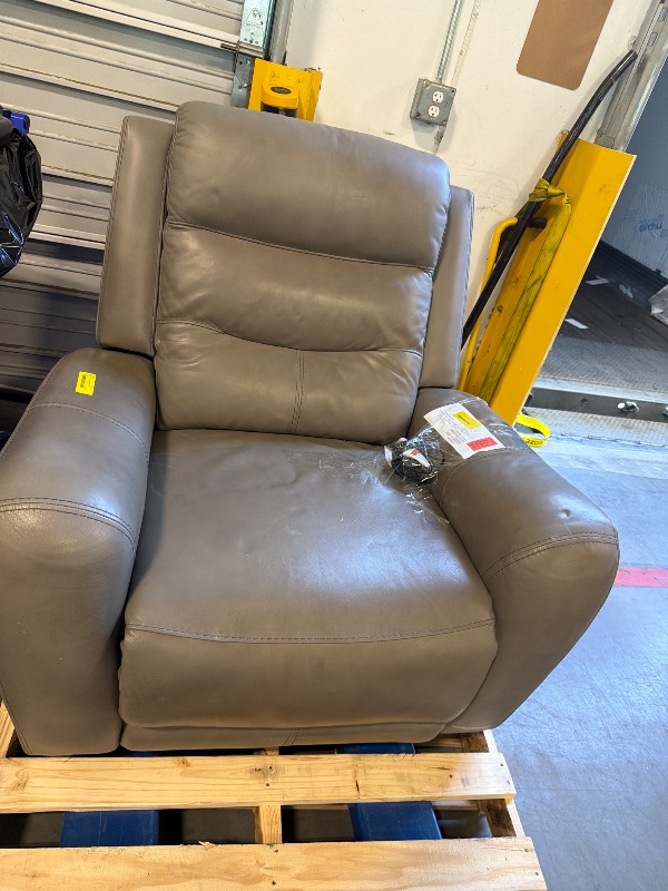 Photo 1 of ****SIMILAR ITEM***IT WOKRS FINE, JUST DIRTY*** *Signature Design by Ashley Mindanao Contemporary Leather Match Upholstered Power Recliner with Adjustable Headrest, Gray