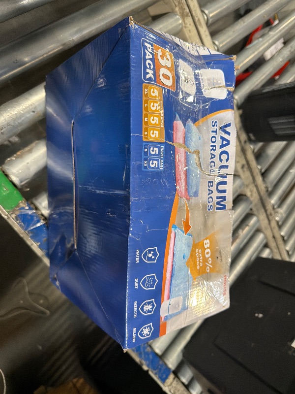 Photo 1 of ** MISSING PUMP**
HOUSE DAY 30 Pack Vacuum Storage Bags with Electric Pump, 4 Sizes + 2 Roll-Up (5 Each), Space Saver Vacuum Seal Bags for Clothing, Bedding, Pillows, Travel – Airtight Seal, Reusable & Durable