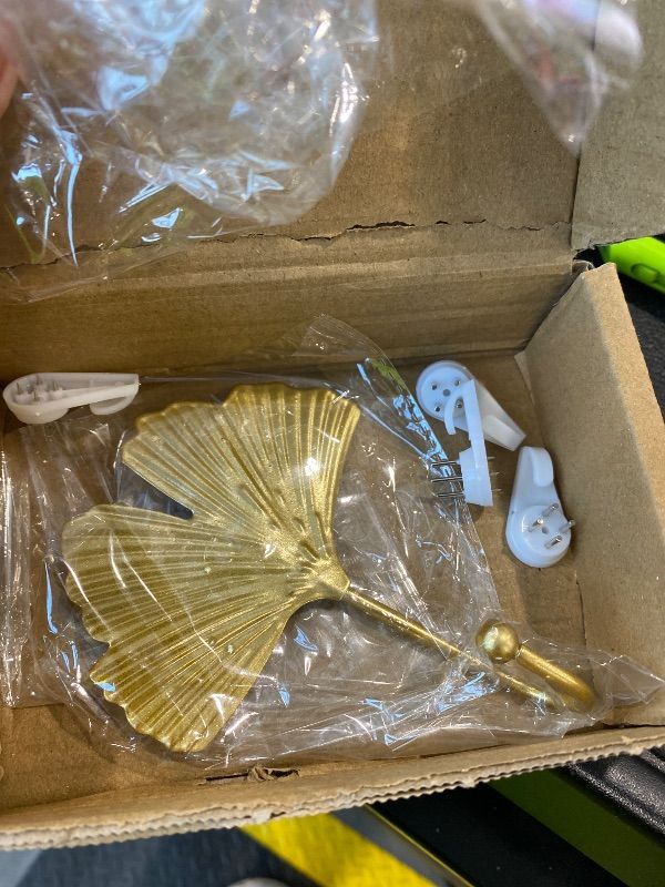 Photo 1 of *PARTIAL SET - ONLY 1 hook*
MOROBOR Decorative Leaves Iron Hooks,4pcs Ginkgo Leaf Shape Wall Mounted Hooks Modern Key Holder Wall Mounted Gold Single Prong Hat Hanger Home Office Nursery Room Decoration