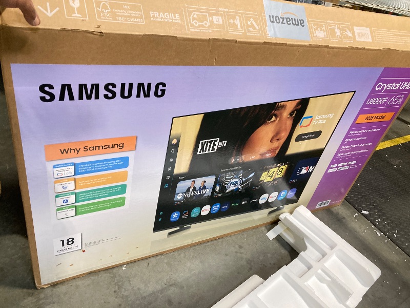 Photo 1 of **SCREEN CRACKED**
Samsung 65-Inch Class Crystal UHD U8000F 4K Smart TV (2025 Model) Endless Free Content, Crystal Processor 4K, MetalStream Design, Knox Security, Alexa Built-in