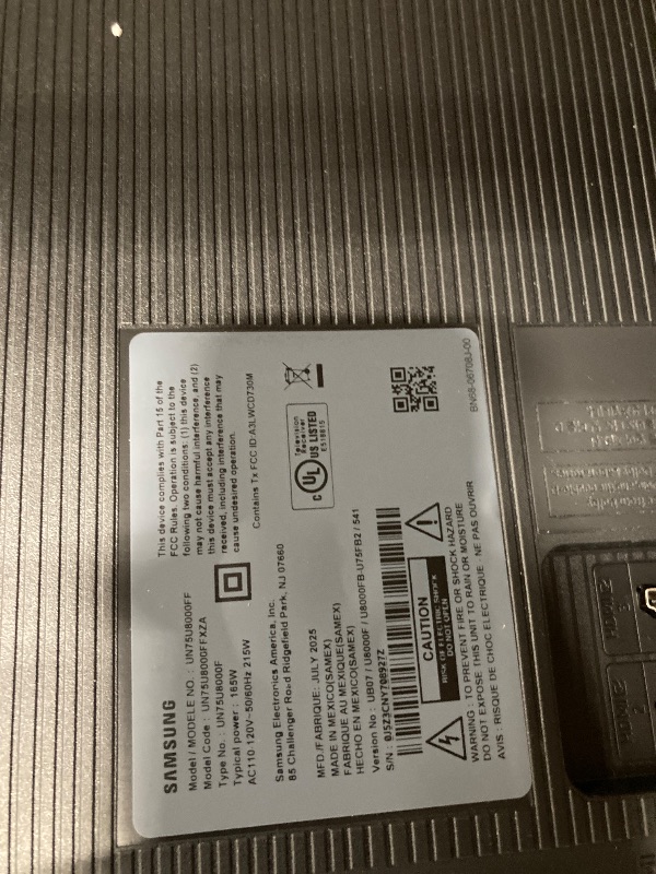 Photo 1 of **broken screen** **sale for parts**
Samsung 75-Inch Class Crystal UHD U8000F 4K Smart TV (2025 Model) Endless Free Content, Crystal Processor 4K, MetalStream Design, Knox Security, Alexa Built-in