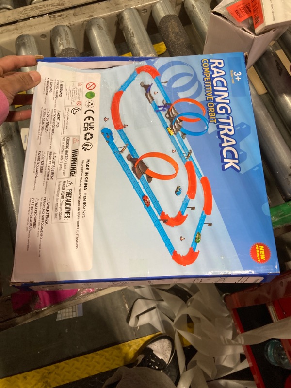 Photo 1 of ?Slot Car Race Track Sets with 360° Thrill Loops & 4 High-Speed Cars, 64 Pcs Large Flexible Racing Track for Kids Ages 3-5 4-8 8-12, Race Car Toys Gift for Boys Girls Birthday Christmas