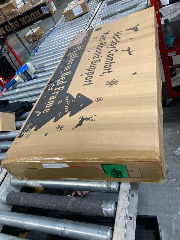 Photo 1 of **partial set**
Twin Size Bed Frame, Platform Bed Frame with Velvet Upholstered Headboard, Upholstered Mattress Foundation with Strong Wooden Slats, No Box Spring Needed, Noise Free, Easy Assembly (Gray, Twin)